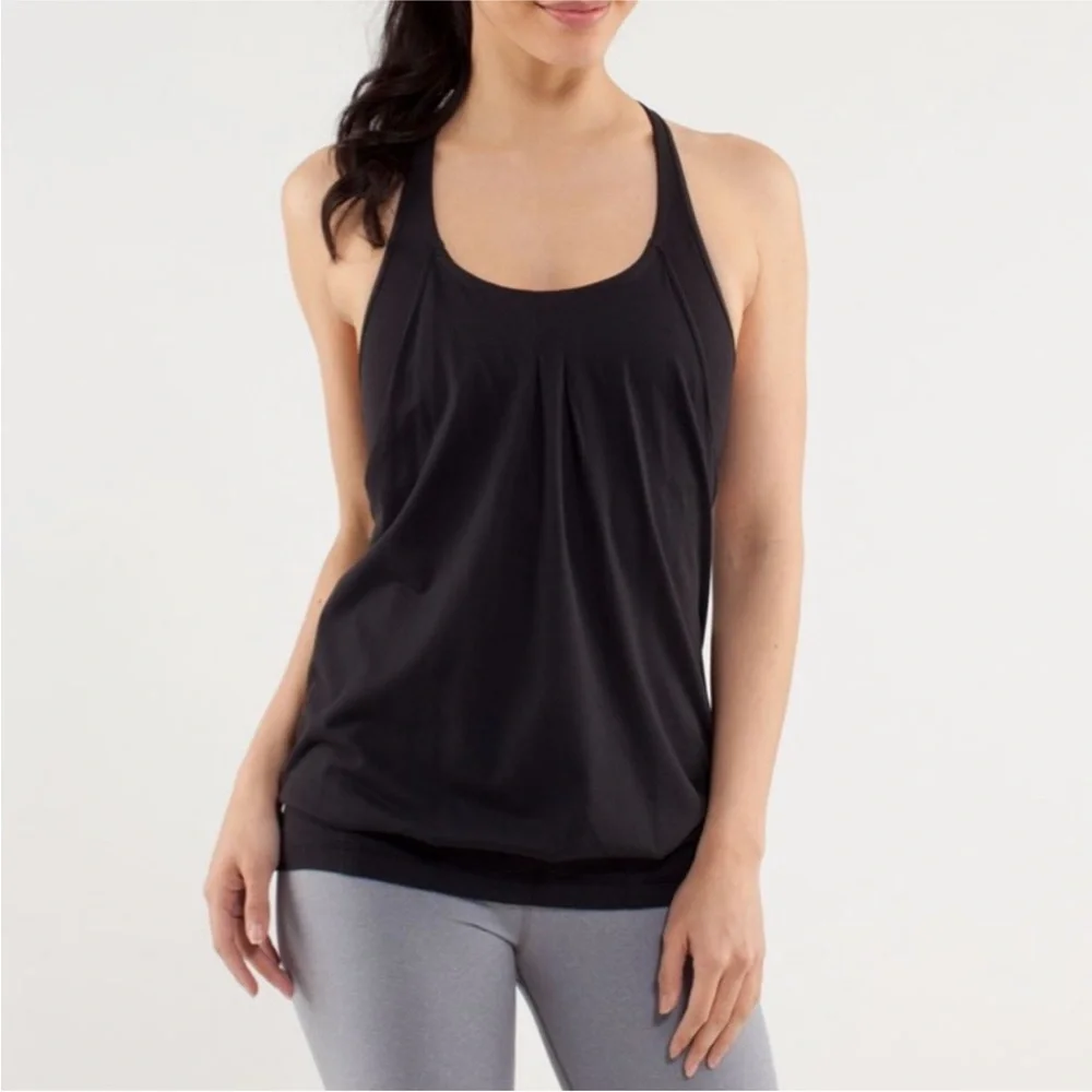 Lululemon black stripe run back on track tank top 4
